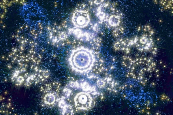 Звездное небо, полупрозрачная туманность Млечного Пути и удивительные узоры звездных скоплений. Фрактальная графика — стоковое фото