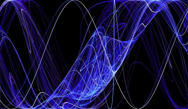 Örümcek ağı mavi renk siyah temelinde simetrik girdap fırtınası. Fractal sanat grafik