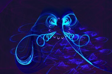 Parlak çizgi Bulutsusu dalga içinde belgili tanımlık karanlık. Fractal sanat grafik