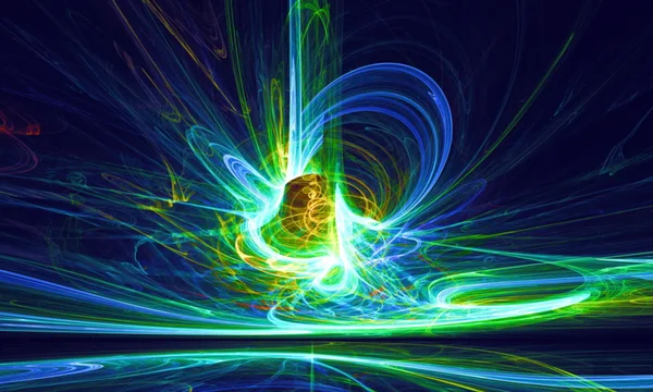 Mysterious alien form magnetic fields in the dark night sky. Fractal art graphics — Stock Photo, Image