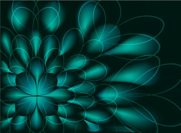 Vetor abstrato fractal assemelhando-se a uma flor verde sobre fundo preto. Ilustração do vector EPS10 — Vetor de Stock