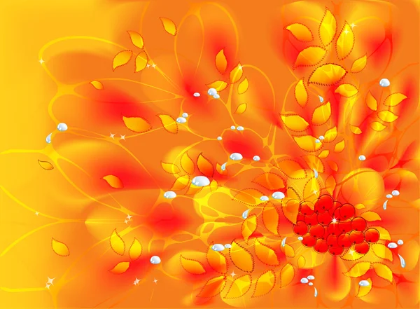 Vecteur abstrait fractal avec feuilles d'automne et rowan. Illustration vectorielle EPS10 — Image vectorielle