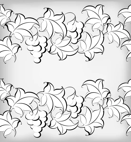 Padrão preto e branco de ramos e uvas. Ilustração do vector EPS10 —  Vetores de Stock