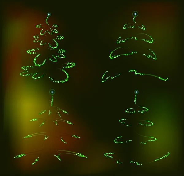 Set van abstracte briljante kerstbomen. Eps10 vectorillustratie — Stockvector