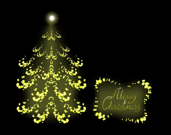 Cartão postal com árvore de Natal dourada. Ilustração do vector EPS10 —  Vetores de Stock