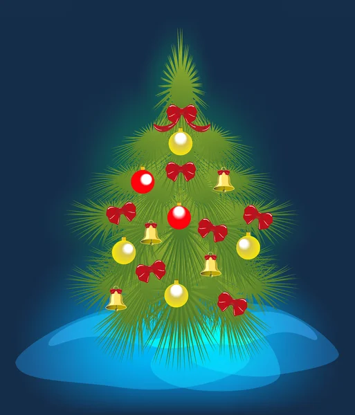 Pomul de Crăciun pe fundal albastru. Ilustrație vectorială EPS10 — Vector de stoc