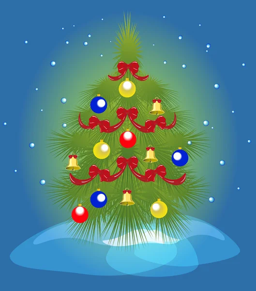 Kerstboom en een sneeuwval. Eps10 vectorillustratie — Stockvector