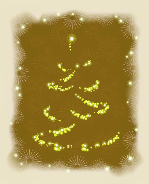 ต้นคริสต์มาสสีทองในกรอบ ภาพเวกเตอร์ EPS10 — ภาพเวกเตอร์สต็อก
