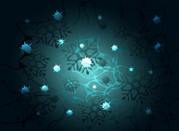 Снежинки и звезды на ночном фоне. Векторная иллюстрация EPS10 — стоковый вектор