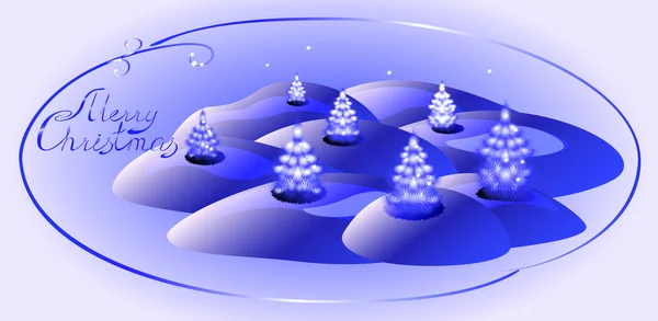 Cartão com árvores de Natal. Saudação de Natal. Ilustração do vector EPS10 —  Vetores de Stock