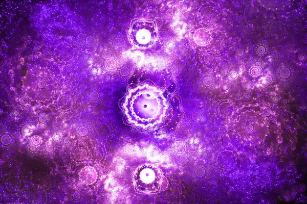 Stjärnhimmel genomskinlig ultraviolett Vintergatan nebula och underbara mönster av stjärnhopar. Fractal art grafik — Stockfoto