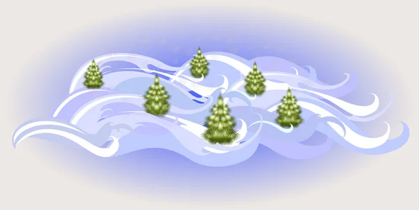 Vinter landskap med julgranar. Eps10 vektor illustration — Stock vektor