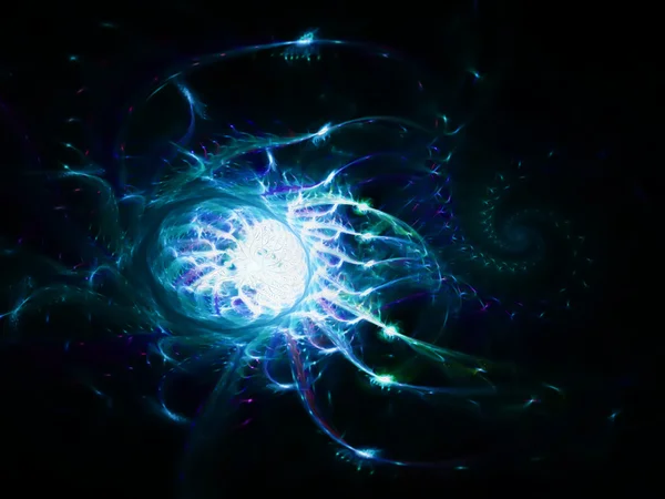 Nebulosa espacial abstrata fantasticamente translúcida com uma estrutura complexa composta por bolhas e nebulosas. Gráfico de arte fractal — Fotografia de Stock