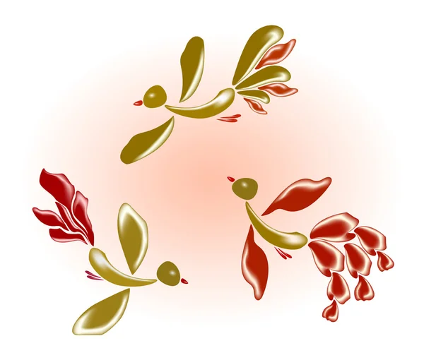 Hada de vidrio de aves y flores. Ilustración vectorial EPS10 . — Archivo Imágenes Vectoriales
