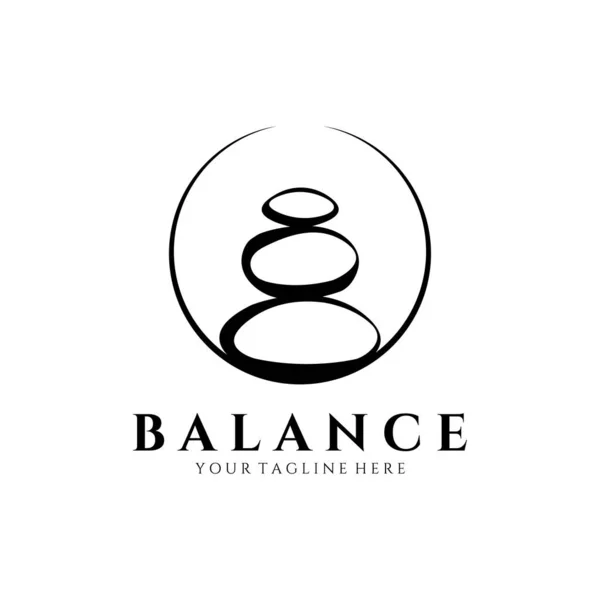 Pietra Equilibrio Logo Vettore Cerchio Illustrazione Design — Vettoriale Stock