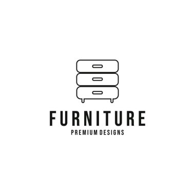 Minimalist çekmece mobilyası iç logo vektör illüstrasyon tasarımı