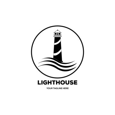 deniz feneri vintage logo vektör tasarımı çizimi