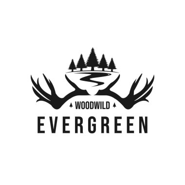 Her zaman yeşil ve boynuzlu logo tasarımı, klasik stil