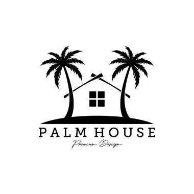 Palm house logo vektör illüstrasyon tasarımı