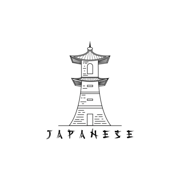 Traditional Japanese Lighthouse Logo Vector Illustration Design — Stock Vector