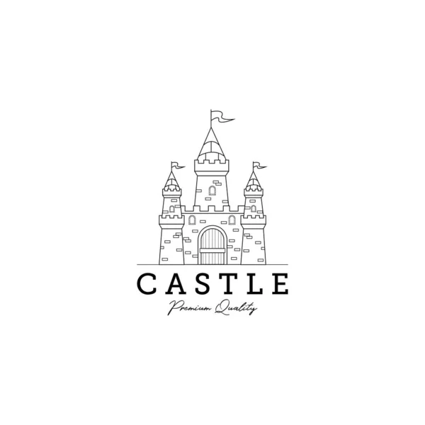 Linea Arte Castello Qualità Premium Logo Vettore Illustrazione Design — Vettoriale Stock