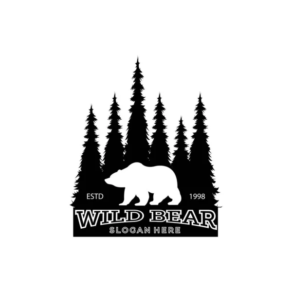 Wild Björn Vintage Äventyr Logotyp Vektor Symbol Illustration Design — Stock vektor