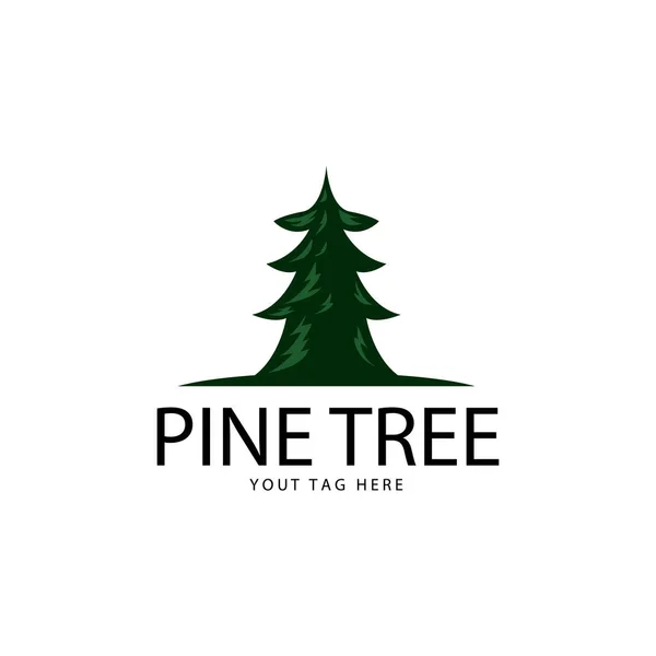 Pin Arbre Logo Épinette Feuillus Sapin Vecteur Emblème Illustration Conception — Image vectorielle