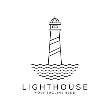 Çember çerçeve vektör illüstrasyon tasarımlı deniz feneri kulesi logosu