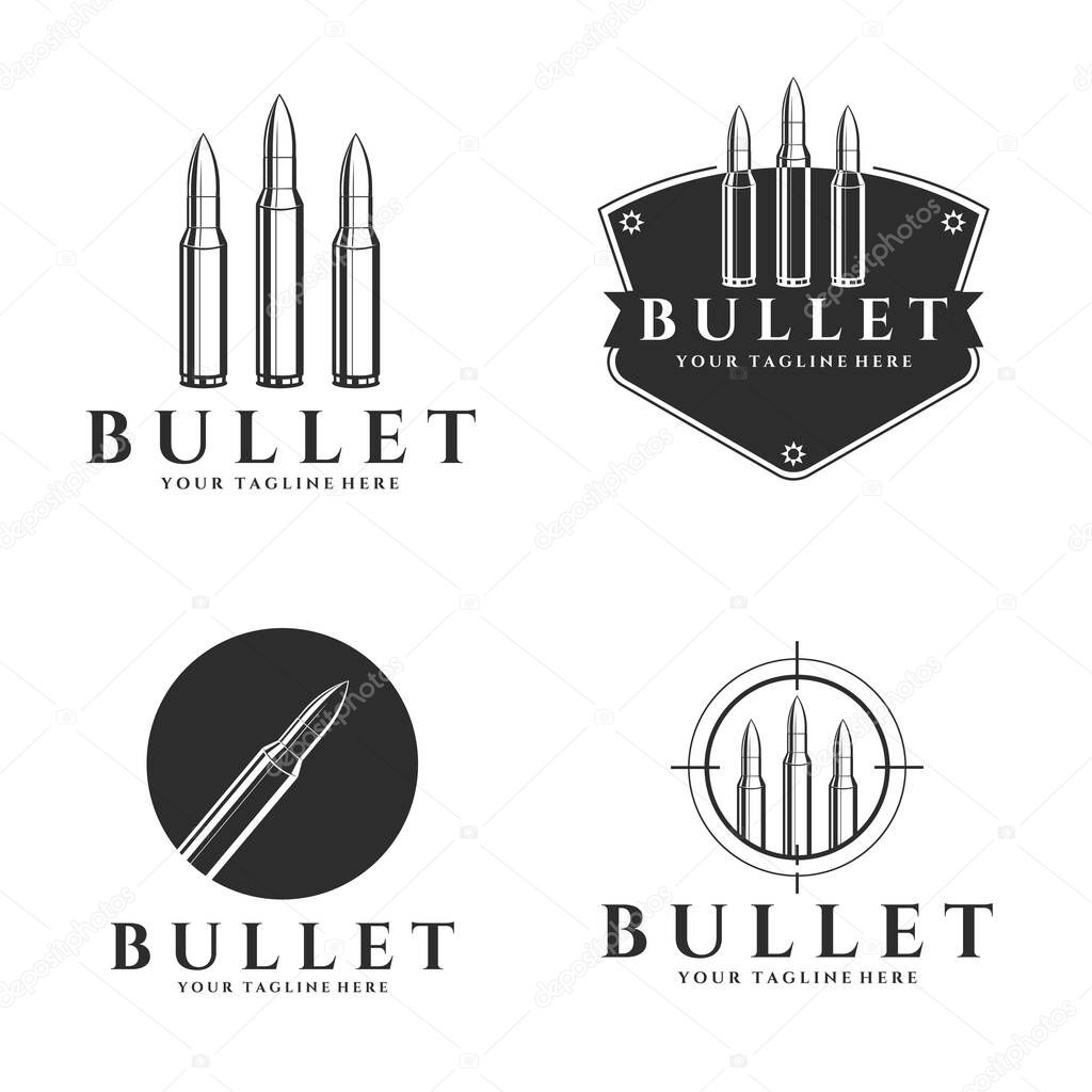 Set of bullet vector ammunition icon logo illustration design