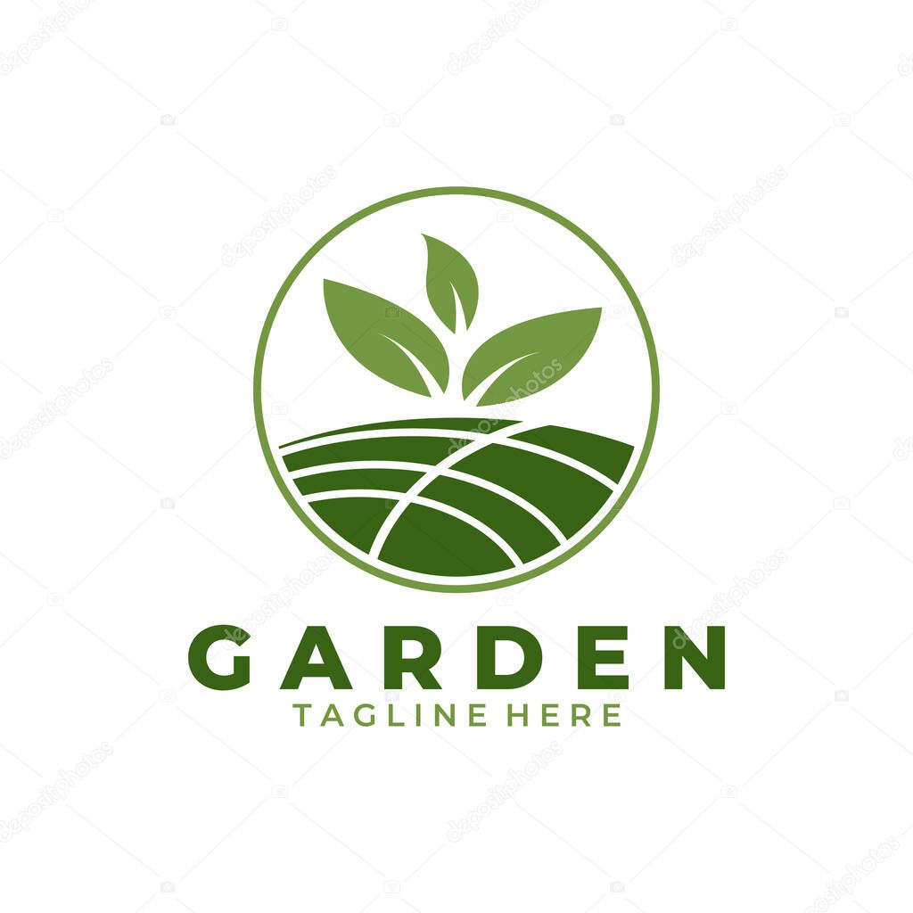 Green garden logo template vector illustration design