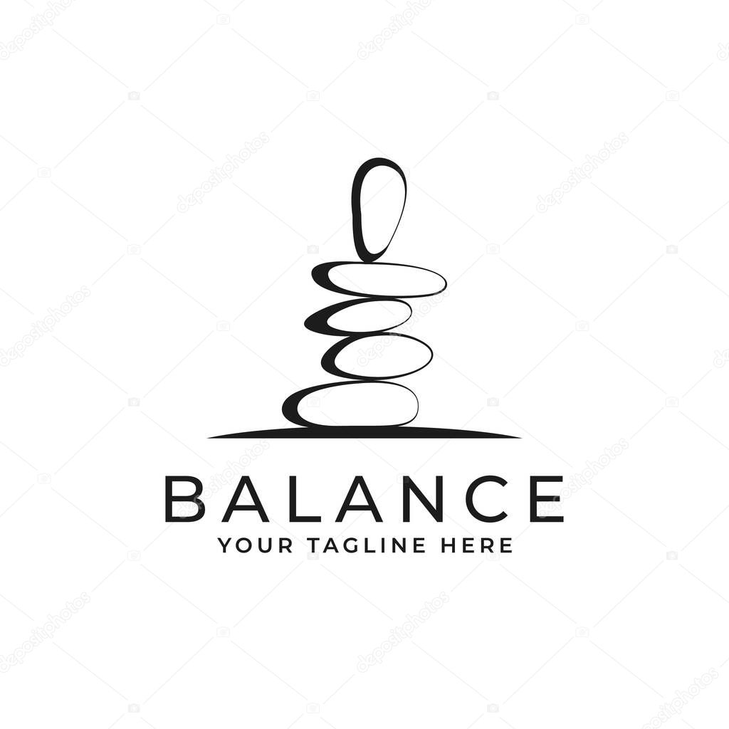 Stone rock balancing logo spa wellness vector emblem illustration design