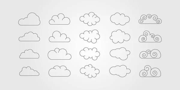 Set Cloud Icon Logo Vector Symbol Minimal Design Line Art — Stock Vector