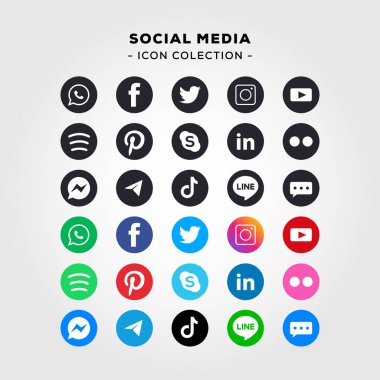 set of social media icon collection vector design. clipart