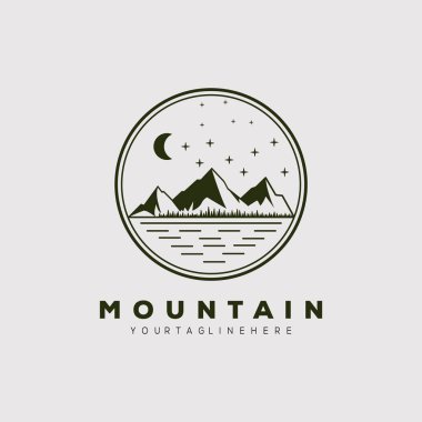 dağ, göl logosu vektör çizimi tasarımı