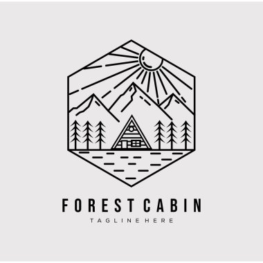 Orman kulübesi sanatı. Kabin logo vektör illüstrasyon tasarımı