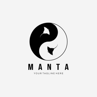 Manta balığı logo vektör çizimi. İğneli Yin Yang sembolü