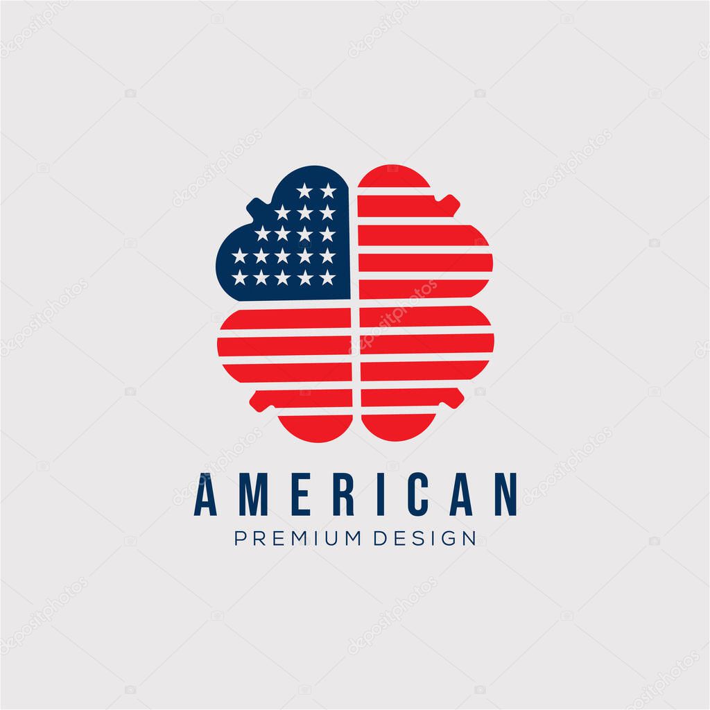 american clover flag logo vector illustration design. playing card symbol