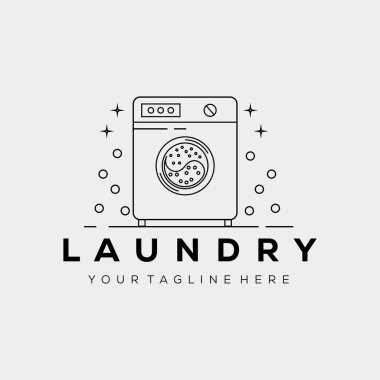 Minimalist çamaşır ipi sanat logosu çizimi çizimi. çamaşır makinesi dış hat simgesi