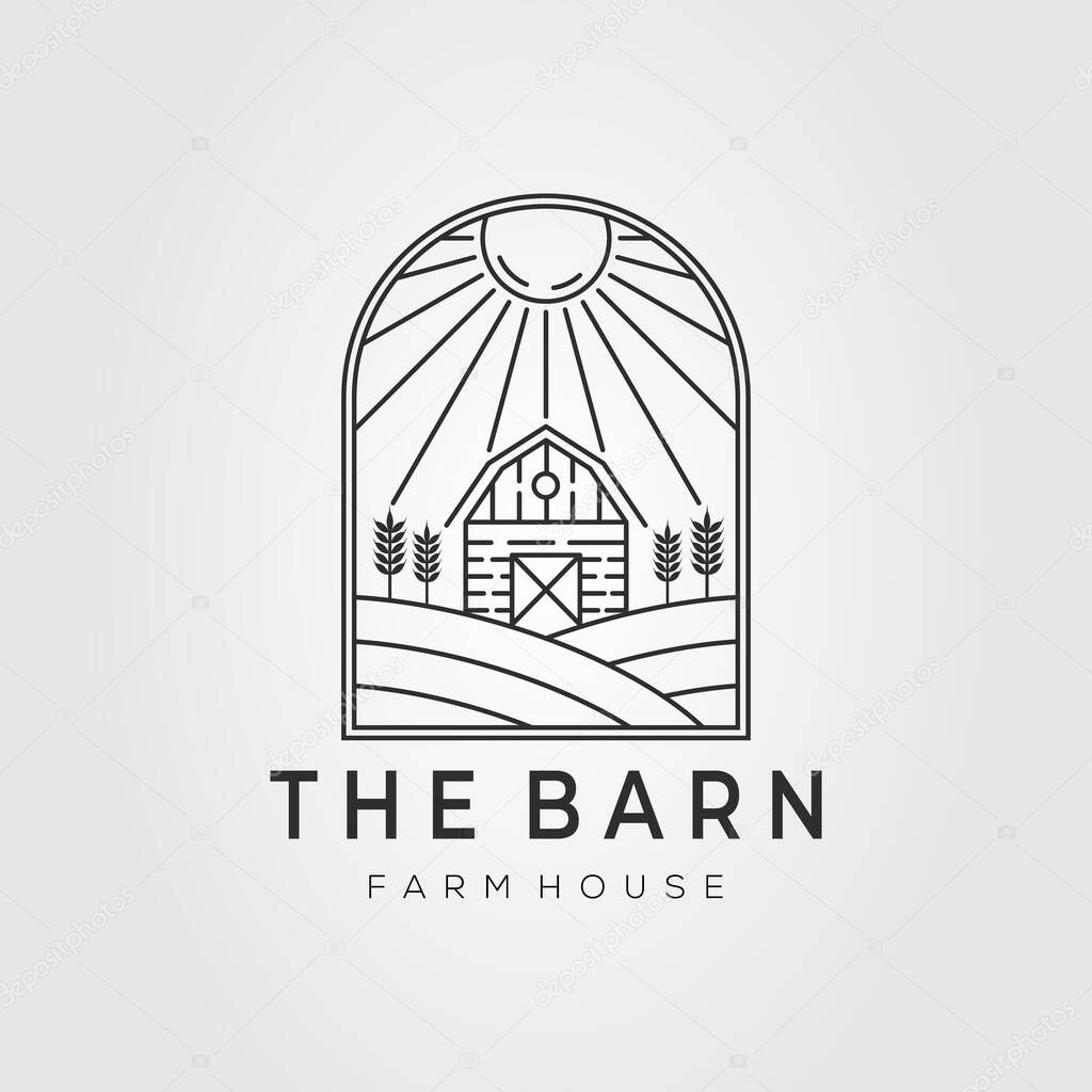 Barn logo. farm house, farming, wheat field logo vector illustration design