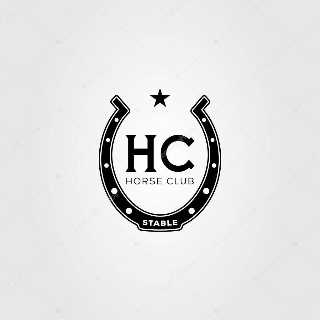 Horse shoe stable logo vector illustration design