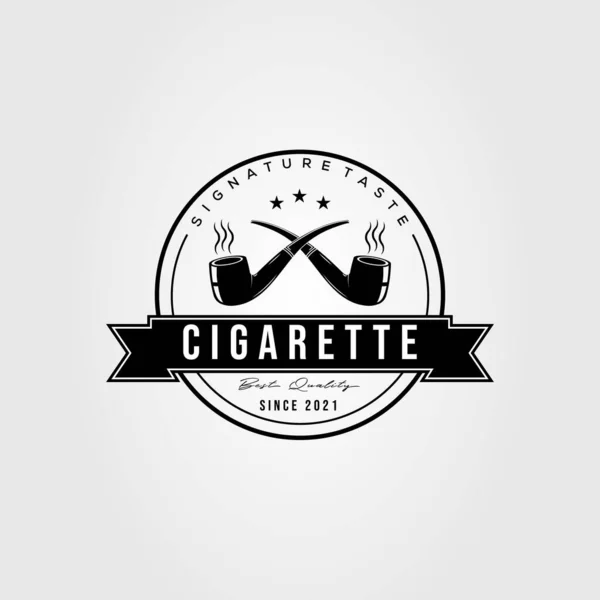 Tabagisme Cigare Badge Logo Vectoriel Illustration Design — Image vectorielle