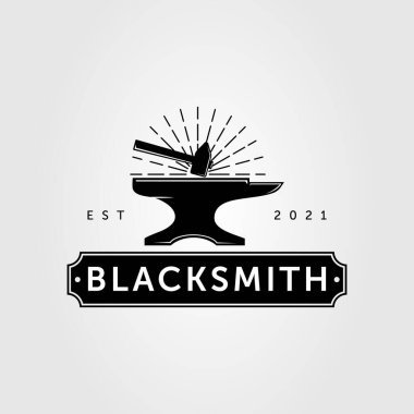 Demirci örsü ve çekiç logosu çizimi çizimi