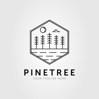 vahşi doğa çam ağacı ana hatları logo vektör çizimi tasarımı