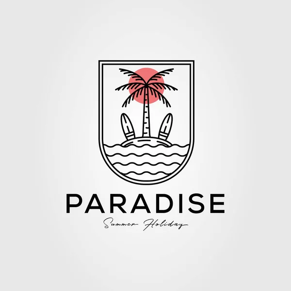 Paradise Palm Tree Island Logo Vector Illustration Design — Stock Vector