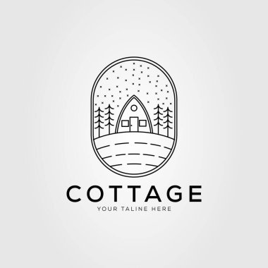 Kırsal, kır evi ve mimari logo vektör çizimi tasarımı. ev çizgisi sanat sembolü