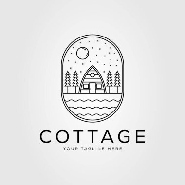 Kulübe ve kabin logosu vektör çizimi tasarımı üzerine kamp