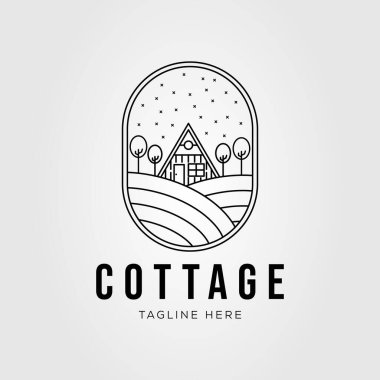 Ahşap kulübe mimarisi logo vektör ikonu çizimi tasarımı