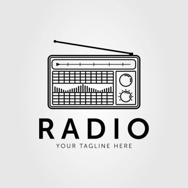 Klasik radyo istasyonu ana hatları logo vektör çizimi tasarımı