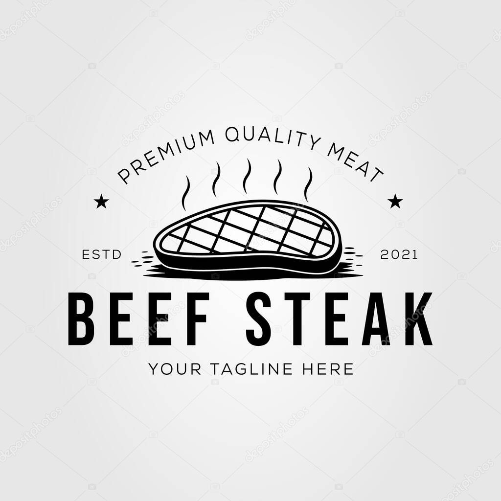 Beef steak or steakhouse restaurant logo vector illustration design