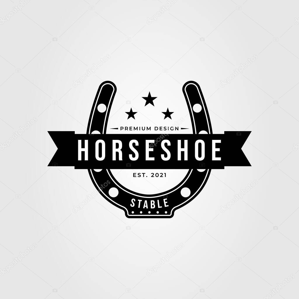 Vintage horseshoe logo. horse stable icon vector illustration design